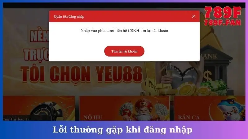 Lỗi thường gặp khi đăng nhập 